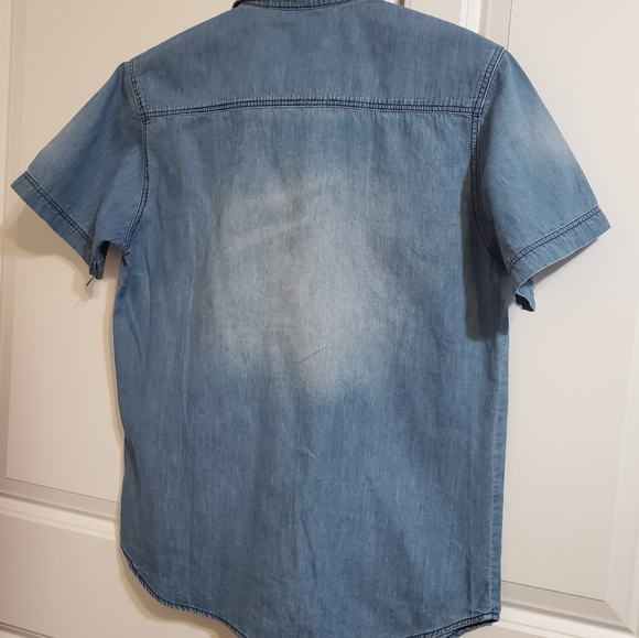 DISNEY MICKEY MOUSE Y2K BLUE DENIM SHORT SLEEVE WOMEN'S POLO SHIRT MEDIUM - Picture 4 of 10